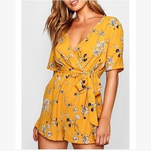 Yellow Floral Boohoo Romper